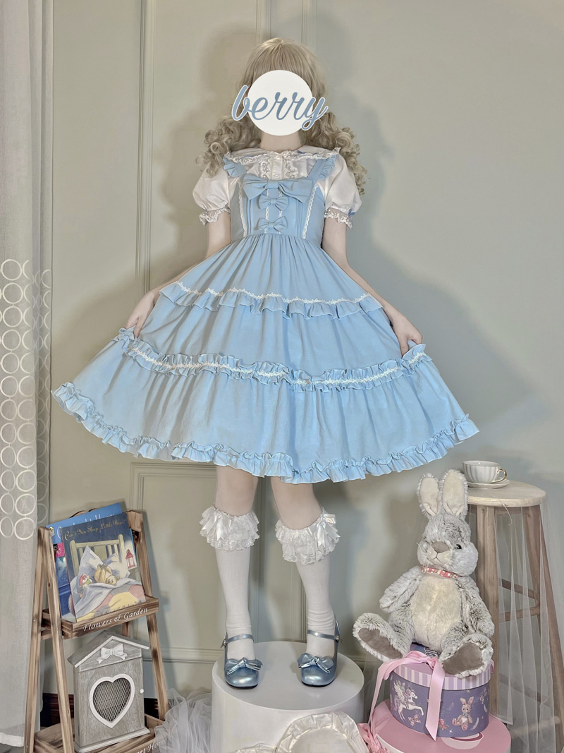 原创正品lolita洋装洛丽塔中古纯色吊带jsk连衣公主裙成人日常秋