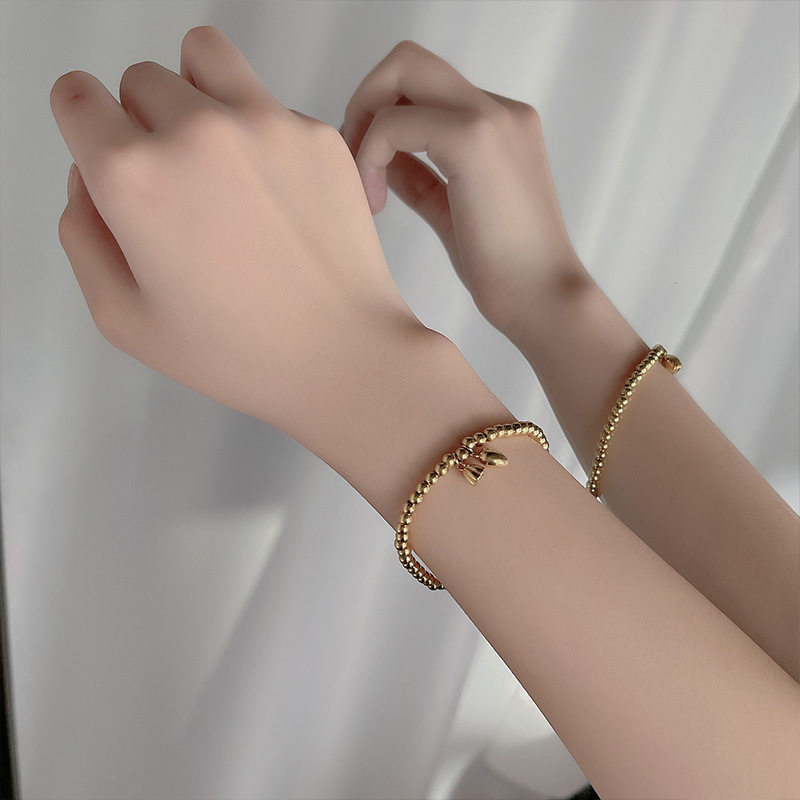 古法18k轻奢设计小众ins珠子黄金掉色不掉手链