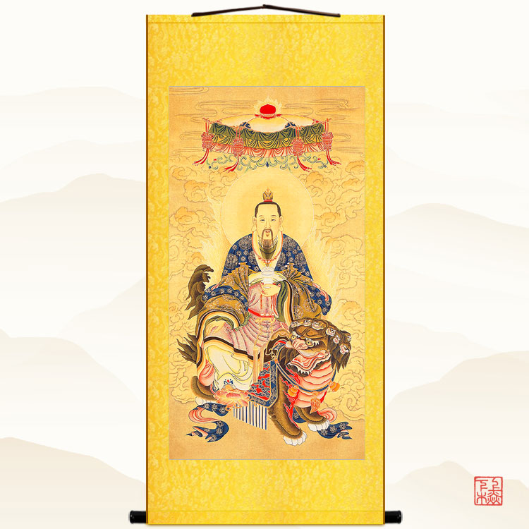 太乙救苦天尊画像挂画丝绸装饰画道教神像水陆国画