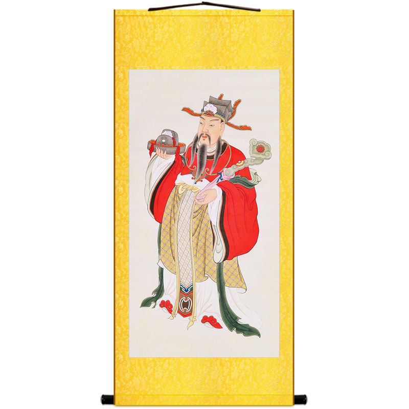 禄神道教挂画卷轴装饰画客厅书房神仙像画画像国画