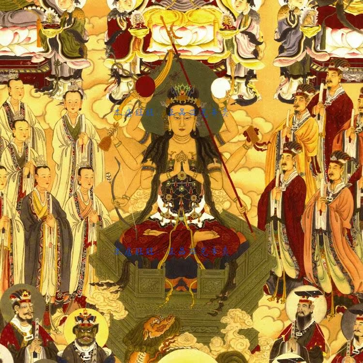 道教全神图挂画 诸真图 道场神像神仙卷轴画绢布水陆画已装裱包邮