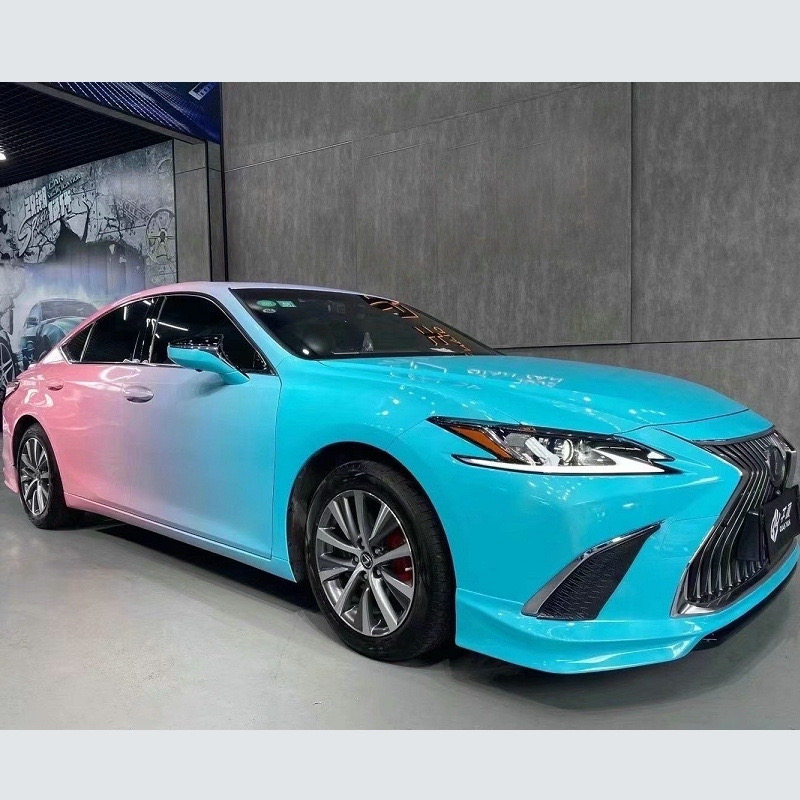 订制贴膜汽车车改色膜全车膜改色车身亚光粉蓝改色膜