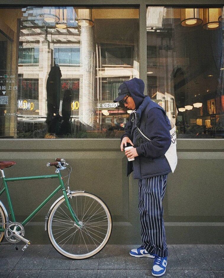 cookman chef pants stripe ah.h刊载条纹情侣宽松厨师裤休闲裤