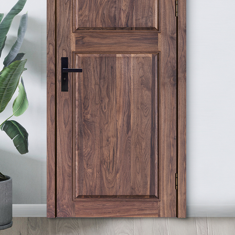 定制 黑胡桃木原木门 纯实木室内门套装门胡桃木原木色