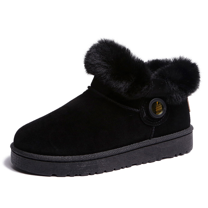 2018新款冬季雪地靴女靴加绒保暖短靴韩版学生鞋平底防滑短筒棉鞋