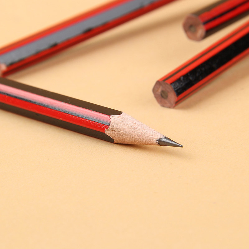 原木铅笔100支装hb大皮头铅笔无铅毒小学生红杆卡通大头铅笔批发