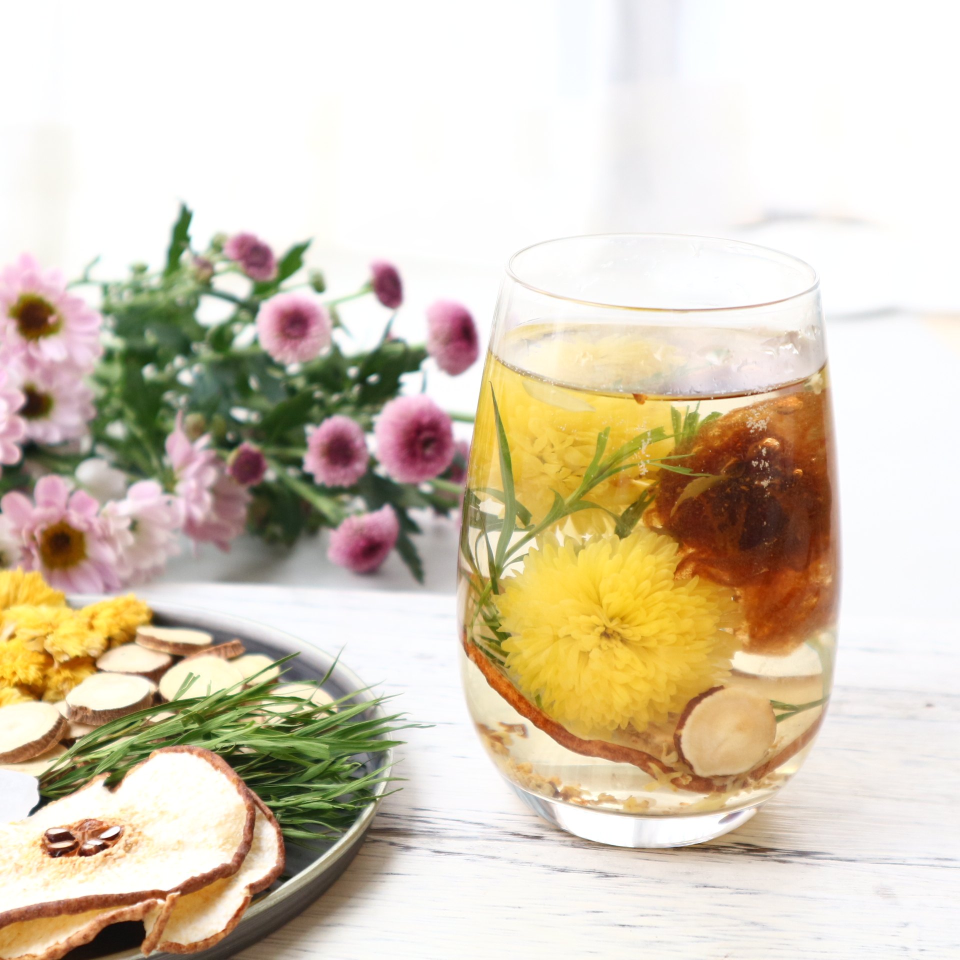 桂花花茶雪梨菊花花草茶甘草竹叶大海黄贡菊代用