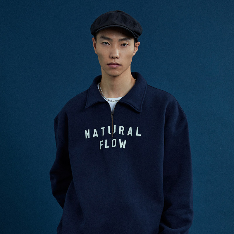 supertofusptfaw22贴布刺绣半拉拉链加绒翻领卫衣卫衣