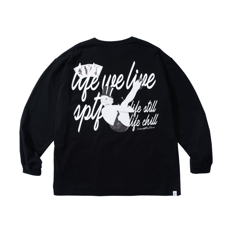 supertofusptfaw21复古马戏团主题图案厚实270g青灰色t恤