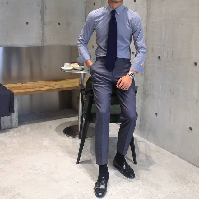 Mr. Lu San's self-made Korean version of the business solid color big pointed collar shirt young British slim non-iron shirt men's trend Mr. Lu San's self-made Korean version of the business solid color big pointed collar shirt young British slim non-iron shirt men's trend