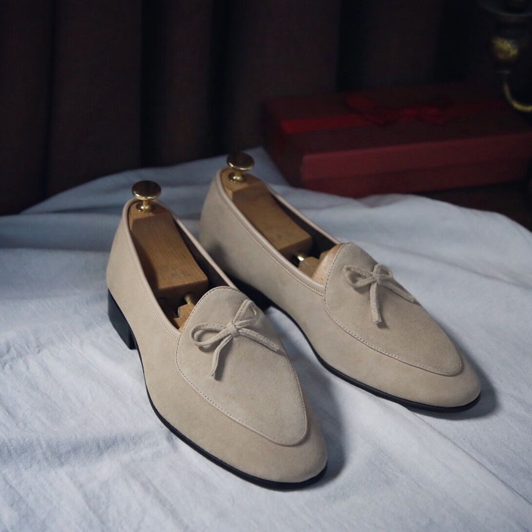 鹿三先生2021新款高定精致男士休闲鞋乐福鞋意式套脚一脚蹬懒人鞋