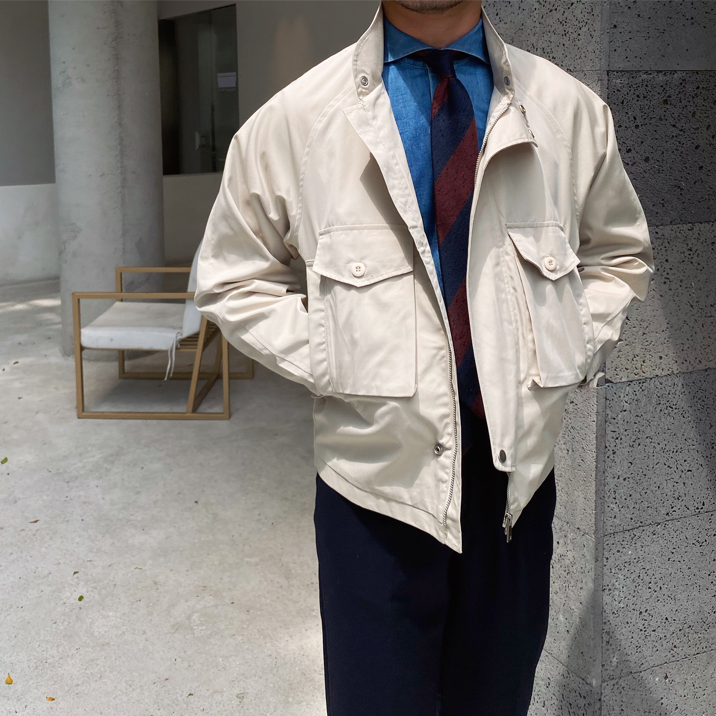 鹿三先生男士秋季新款立领宽松休闲外套个性时尚百搭韩版潮流夹克