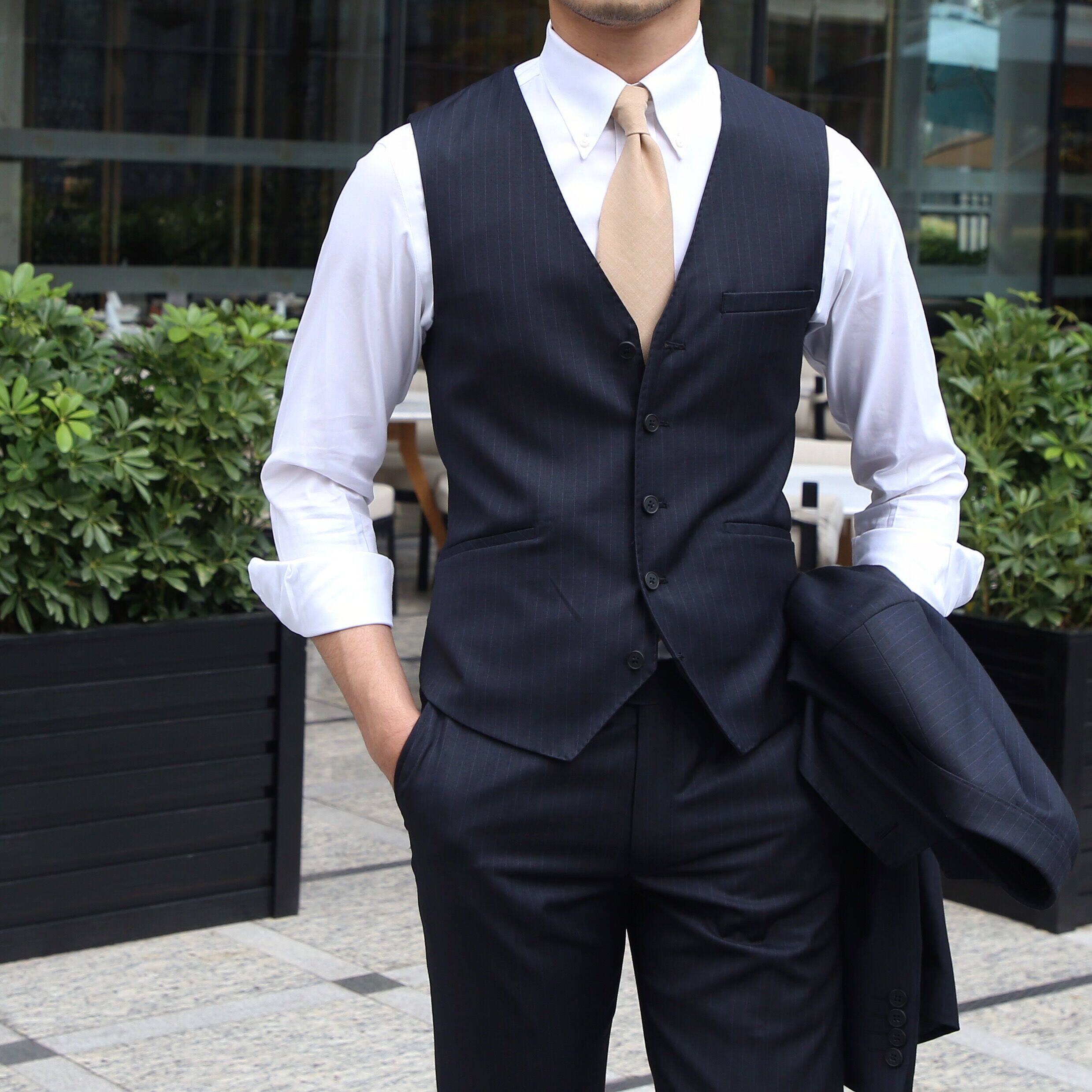 小马绅士背心羊毛领羊休闲三先生商务马甲西装背心