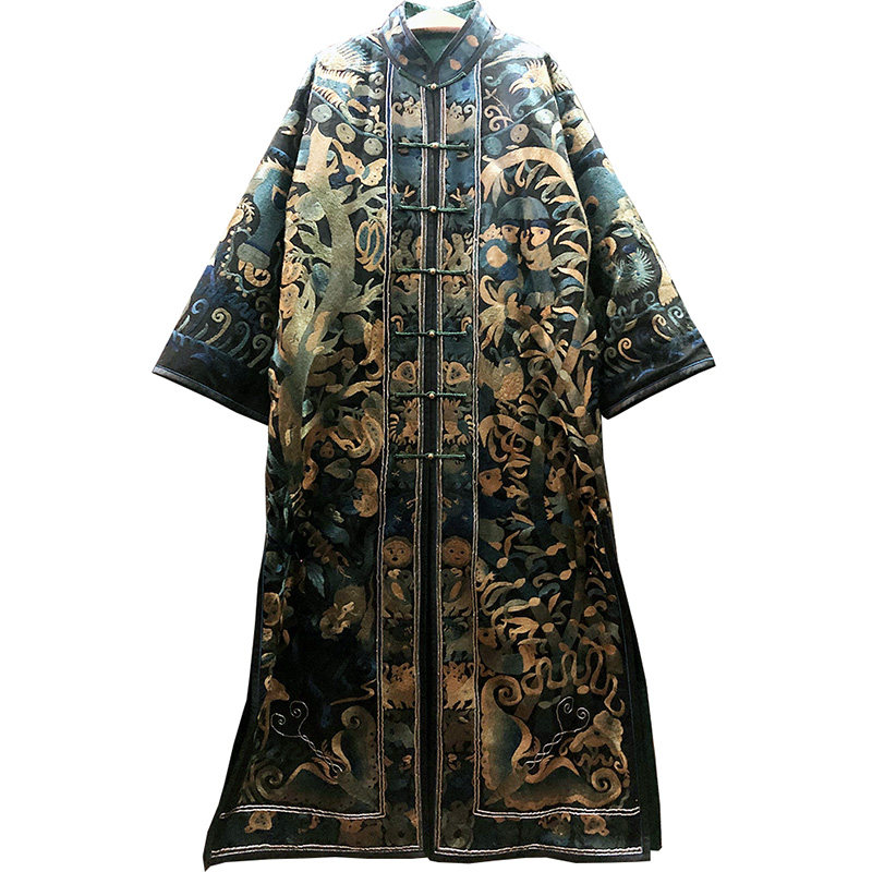 默默的绣·原创复古款奢华图腾满绣大袍子夹层外套对襟手绣长袍