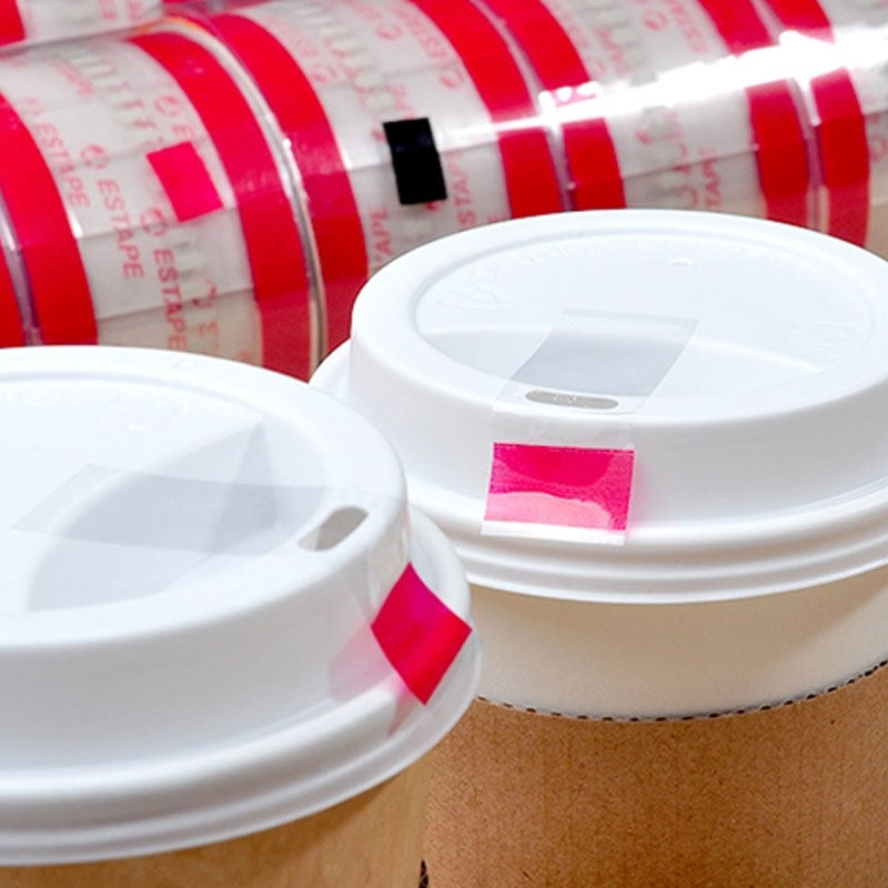 estape易撕贴饮料杯盖防漏封口贴高粘性透明奶茶杯口胶带斯梅尔