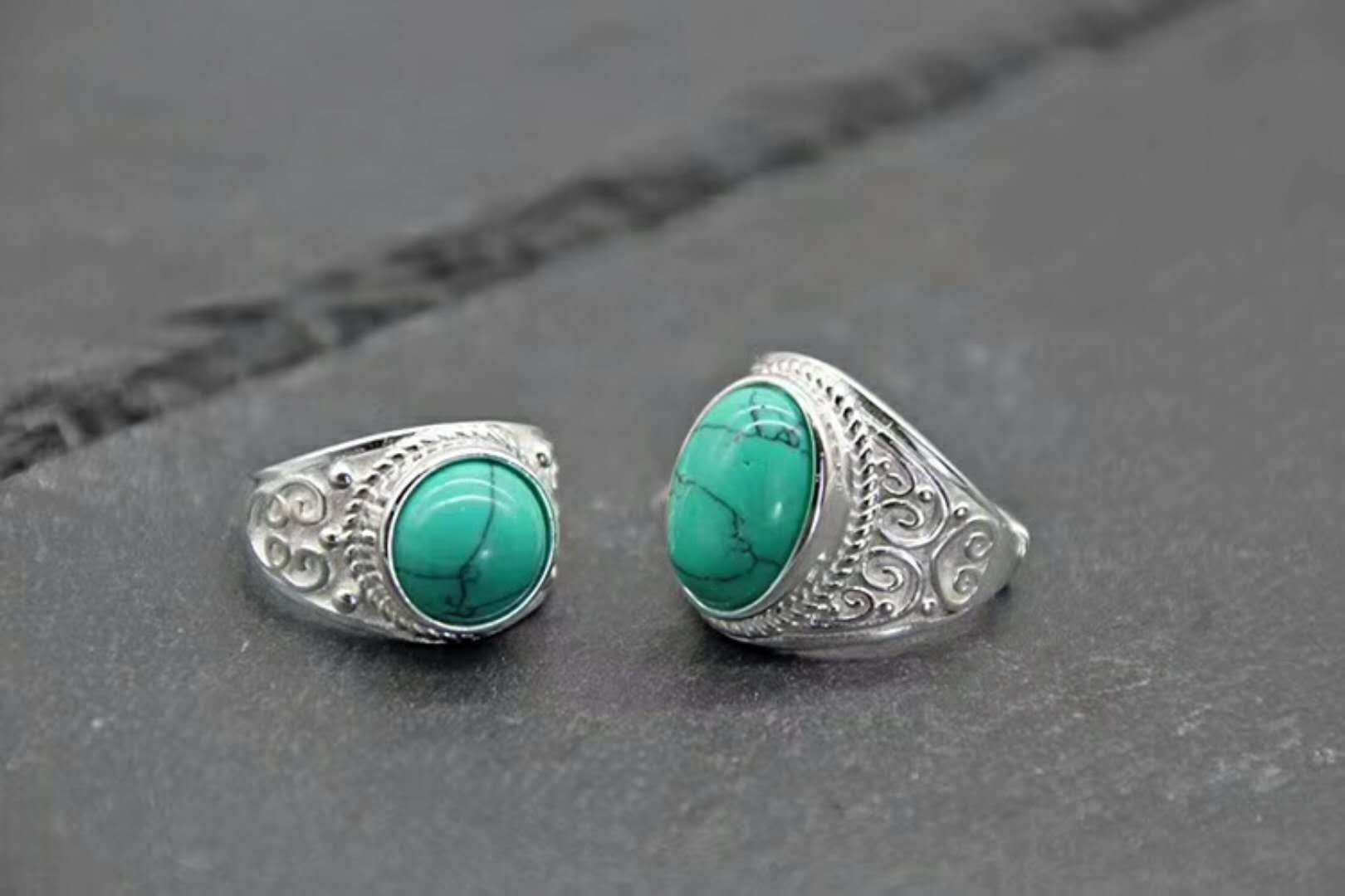 蒙古国进口手工纯银新款男女情侣戒指环玛瑙珊瑚绿松猫眼石民族风