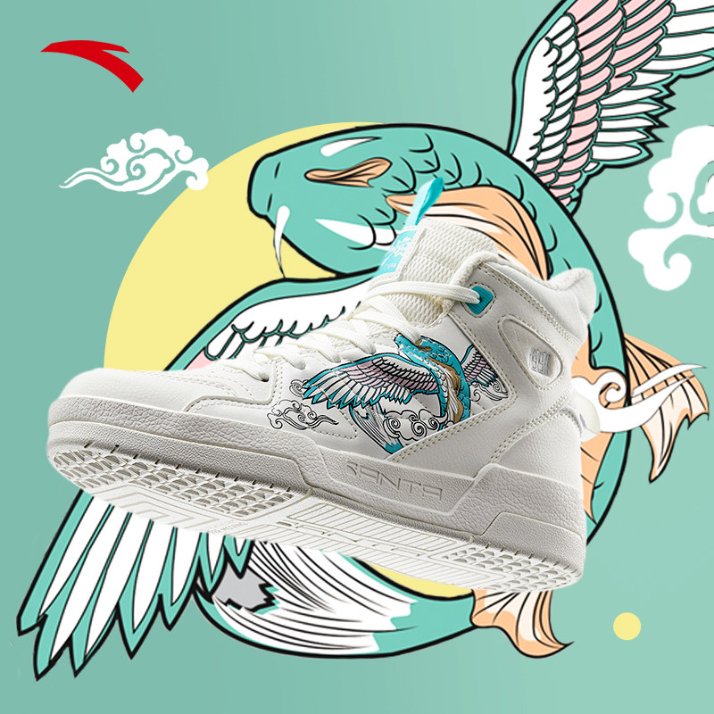 安踏女鞋高帮板小白鞋官方夏季新款鞋子增高休闲板鞋