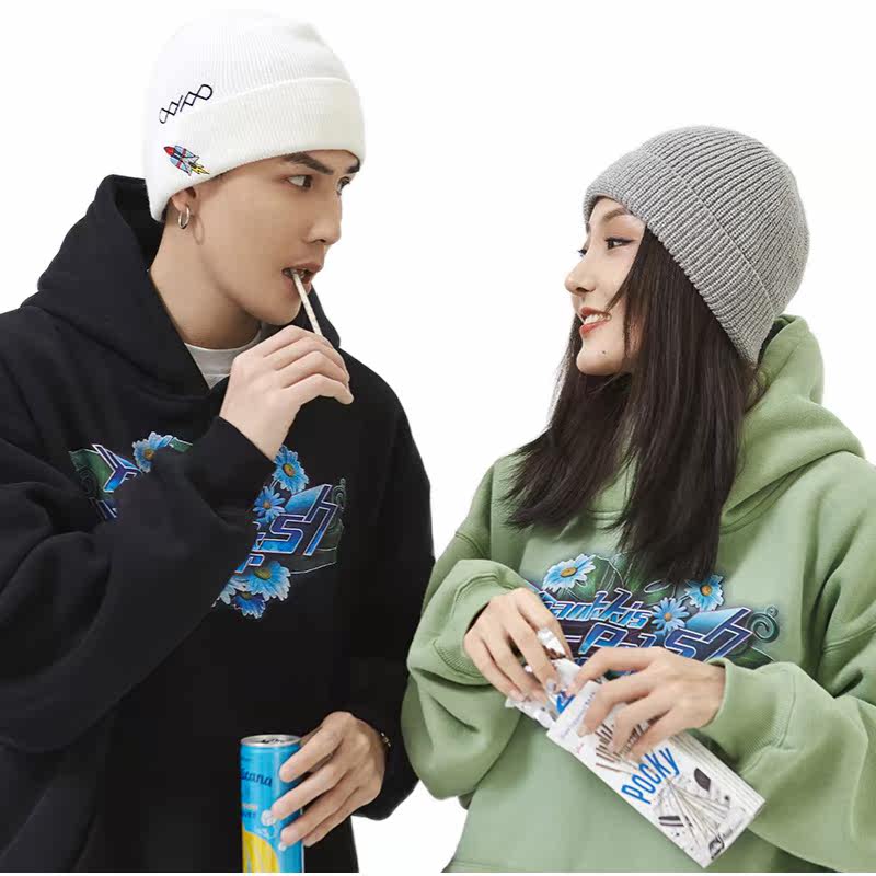 prank长袖套头情侣装字母雏菊宽松潮流潮牌kiss卫衣