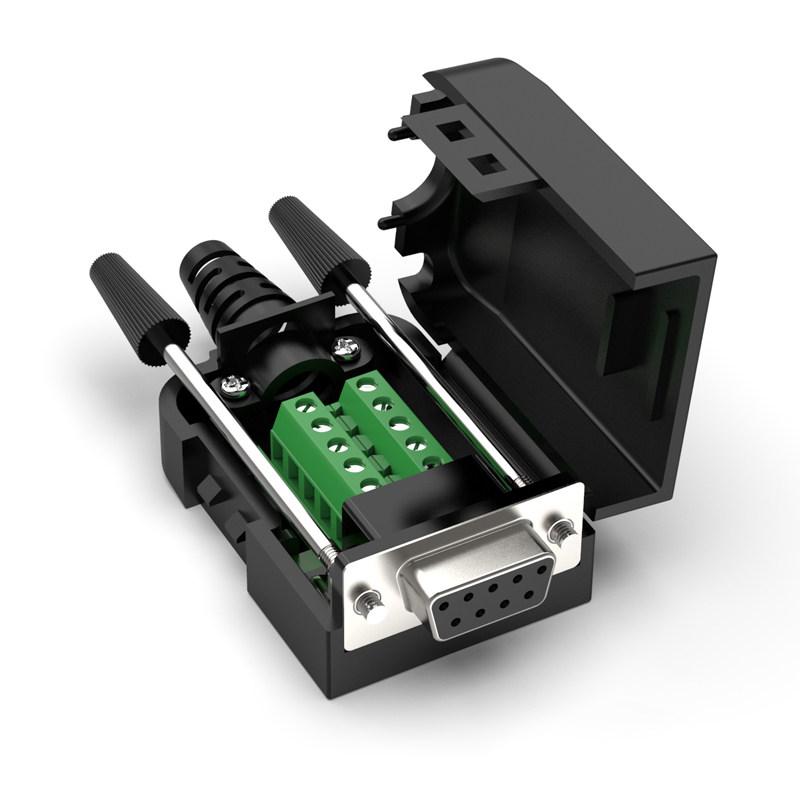 db9串口口头免焊接头9针接线端子rs232公母头com转接头