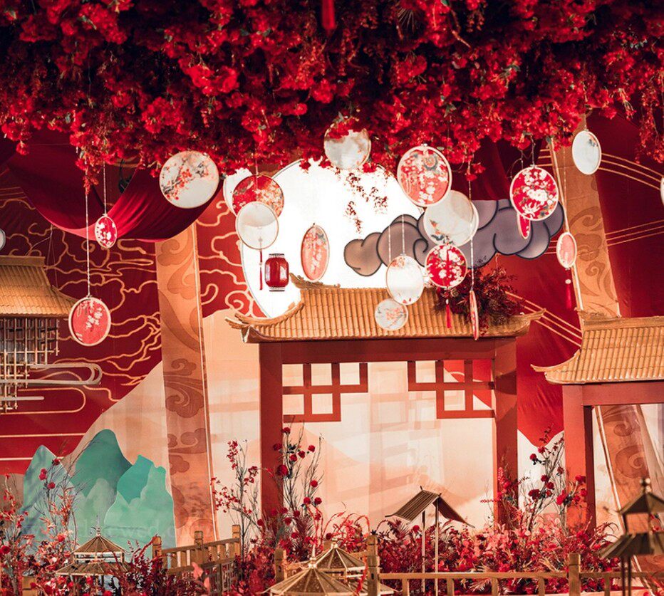 中式婚礼道具装饰装饰布布置吊饰挂件古风绣绷节庆布艺用品