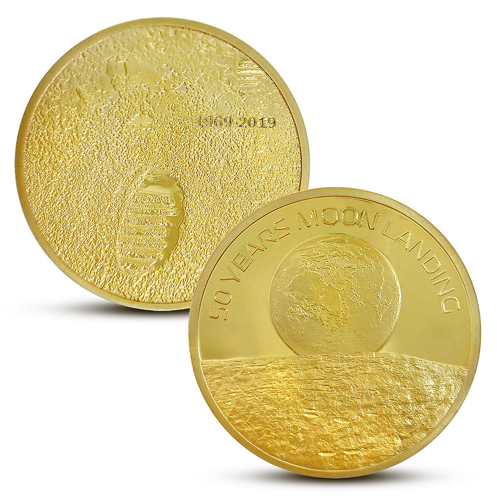 【月球币】致敬人类登陆月球50周年纪念硬币 纪念币金币银币收藏