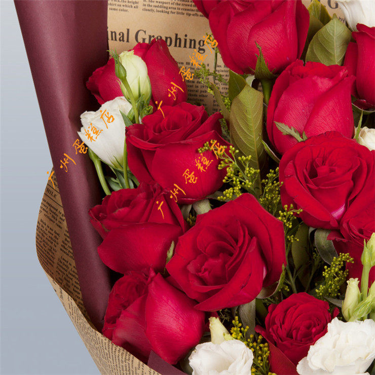 19朵红玫瑰扇形鲜花花束网上异地同城广州全城鲜花速递同城