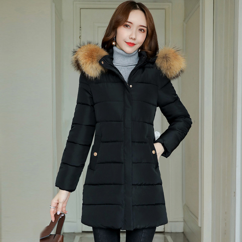 2020冬季新款韩版修身显瘦羽绒棉棉服上衣外套大毛领中长款棉衣女