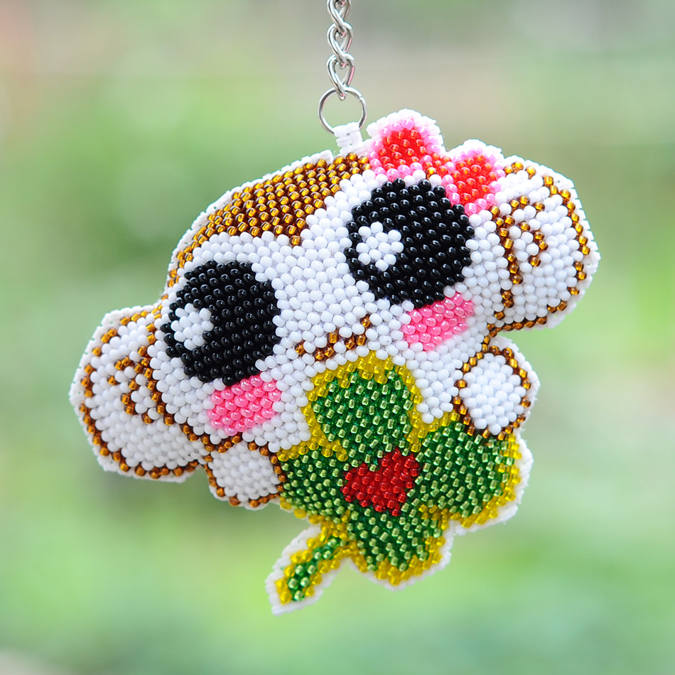 大眼眼福彩色珠绣挂件钥匙背包十字绣挂饰猴子十字绣套件