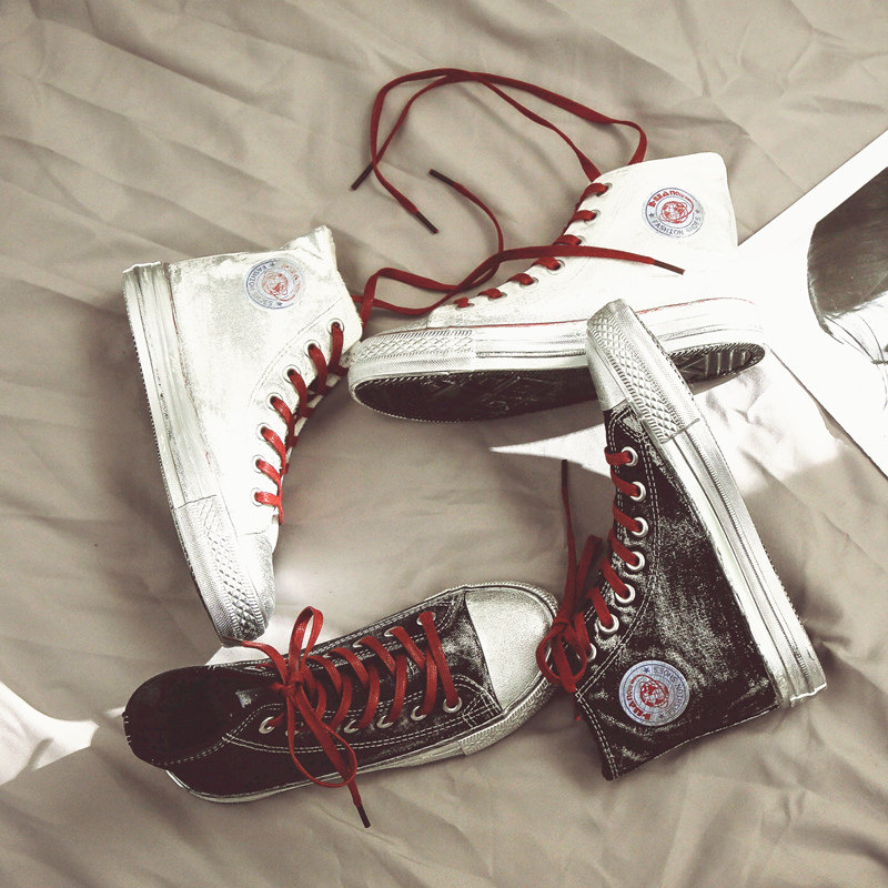 脏脏鞋高帮帆布鞋女冬2019新款板鞋休闲潮鞋环球小脏鞋加绒二棉鞋