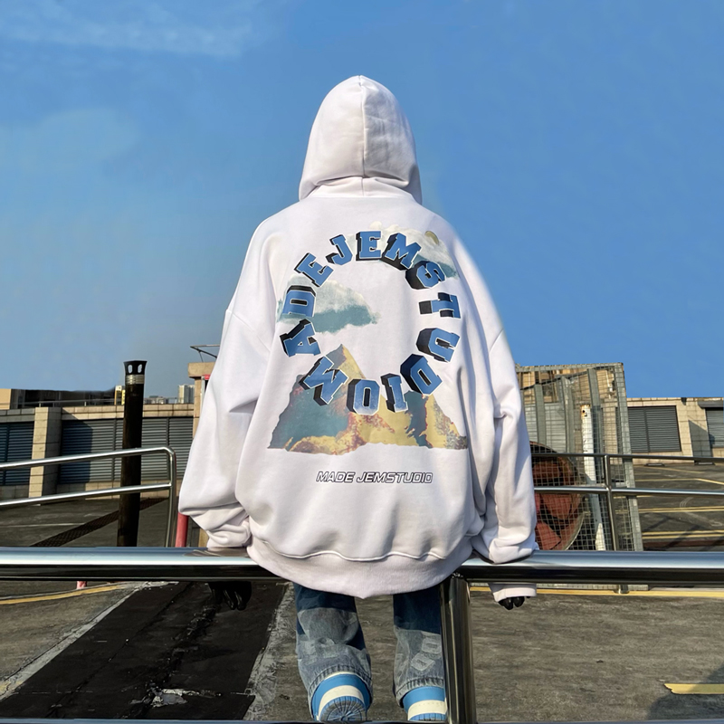 原创国潮马思唯卫衣女加绒加厚美式高街ins潮牌oversize帽衫情侣