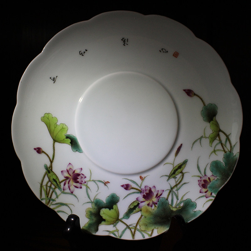 京德贵和祥粉彩限量壶承组景德镇名师手工手绘荷花茶壶