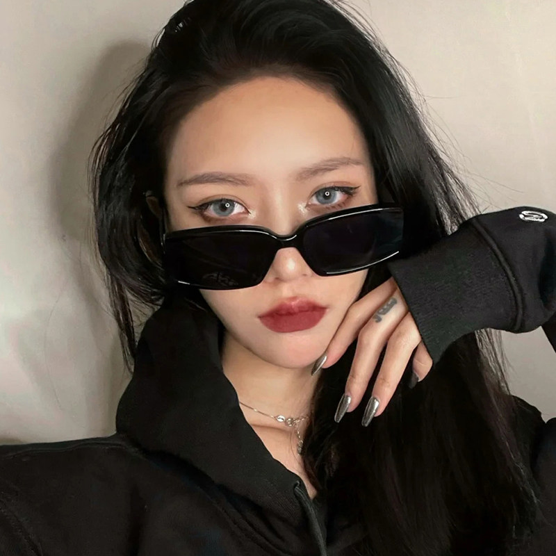 黑色窄框墨镜小脸方框复古太阳镜网红风潮潮流街太阳眼镜