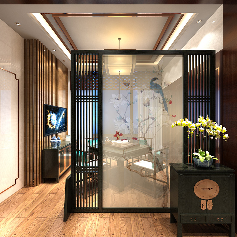 屏风隔断玄关中式书房客厅酒店现代简约半透明镂空办公屏风