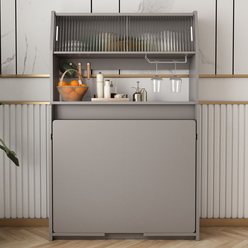 轻奢家用折叠餐桌收纳带餐边柜一体后现代小户餐桌