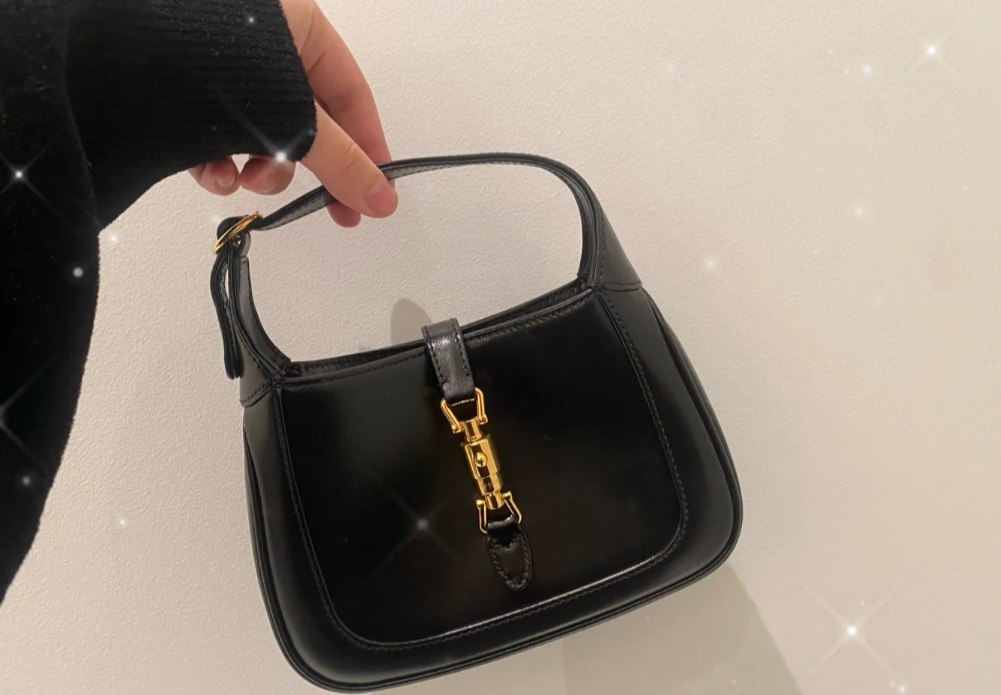 1961jackie包新时尚腋下真皮单肩女士小号牛仔丹宁老花迷你高端粉