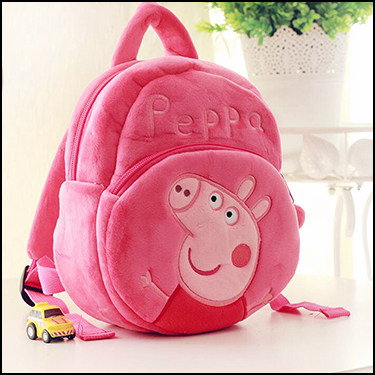 粉红粉红猪猪小妹双肩包毛绒书包粉猪蓝猪公仔背包动漫背包