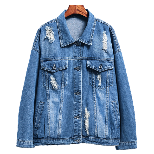 Hole net red loose denim jacket female wild 2020 new spring Korean students Harajuku style jacket bf Hole net red loose denim jacket female wild 2020 new spring Korean students Harajuku style jacket bf