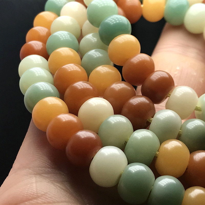 佛珠菩提彩色渐变手串手链多宝白渐变黄绿108颗佛珠