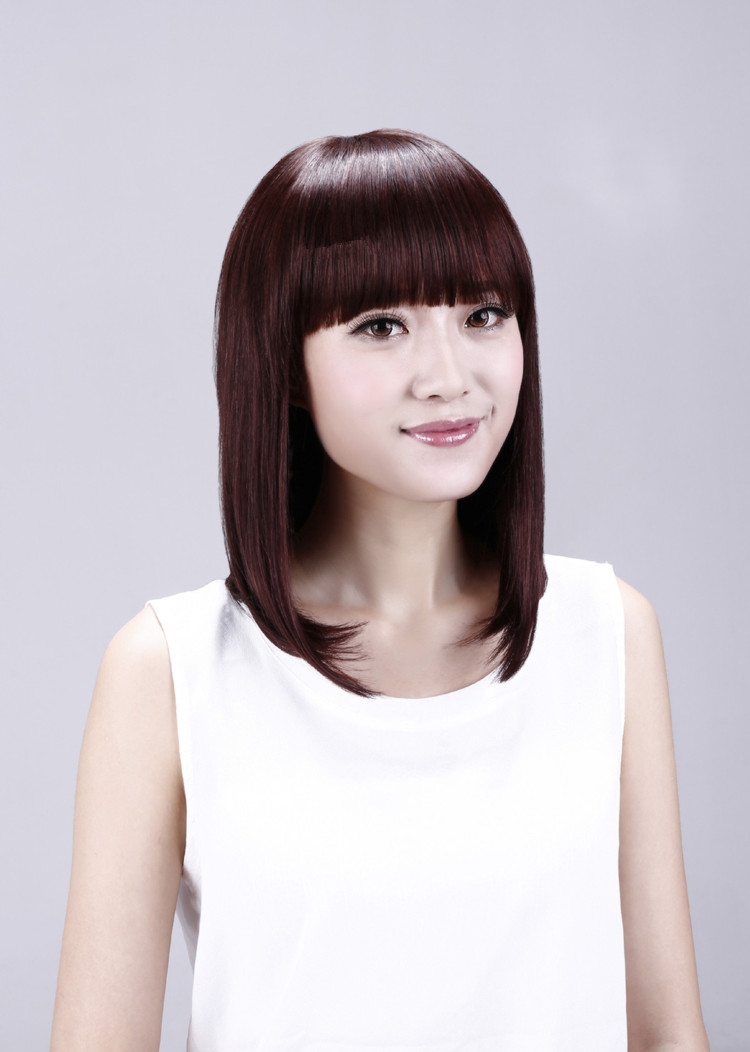 真发假发套女士披肩中长发直发全头套式自然时尚锁骨韩式中短发型