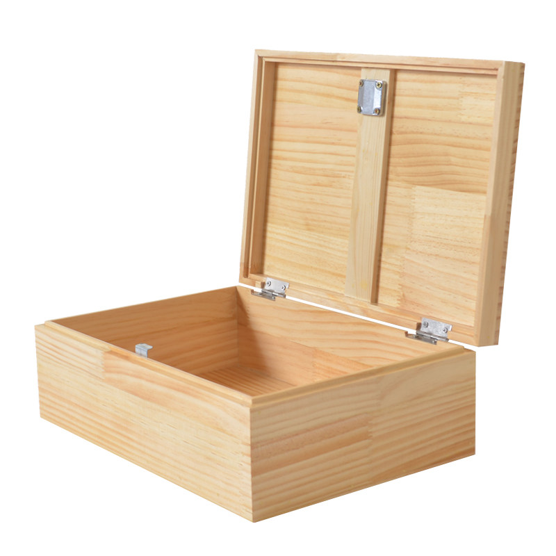 木箱子带锁储物箱桌面大号长方形学生木头箱子木制收