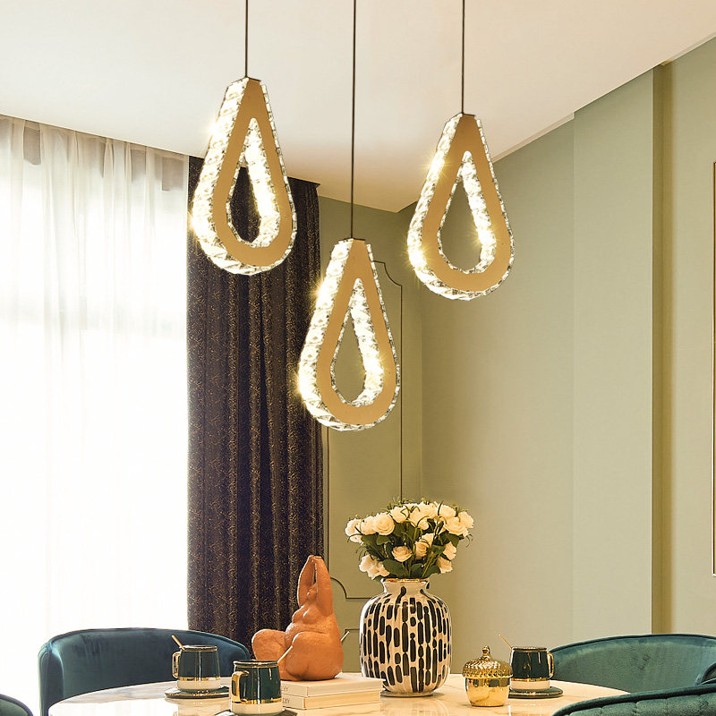 吊灯现代简约卧室床头长线网红轻奢水晶创意个性吧台餐厅吊灯