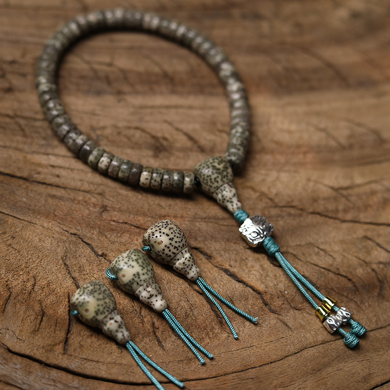 子鱼原生态星月月石玉料药片单圈小手串菩提子佛珠