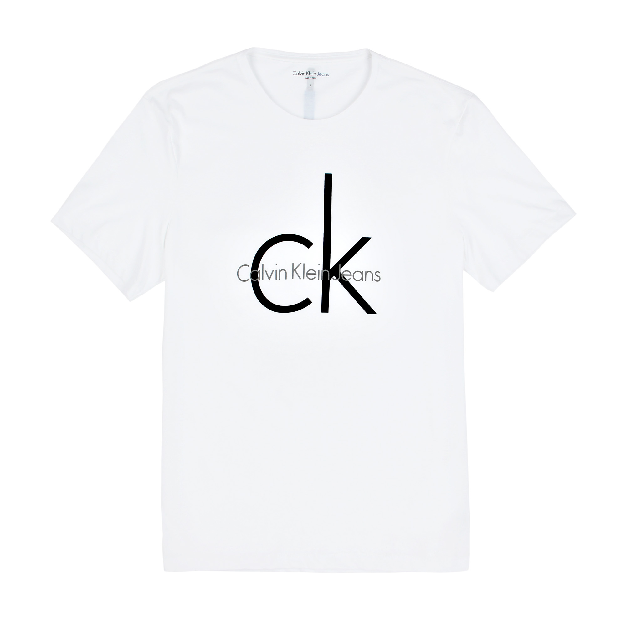calvin klein/卡尔文克雷恩夏季男式纯色胸口ck大logo圆领短袖t恤