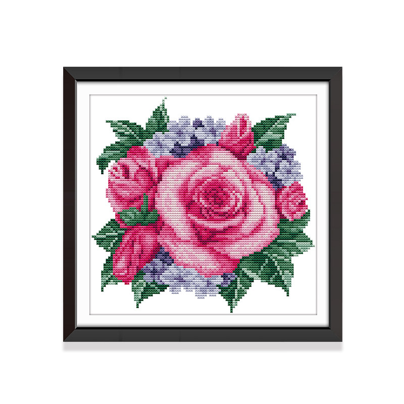十字绣玫瑰花小幅线绣新款花朵小件自己简约现代十字绣套件