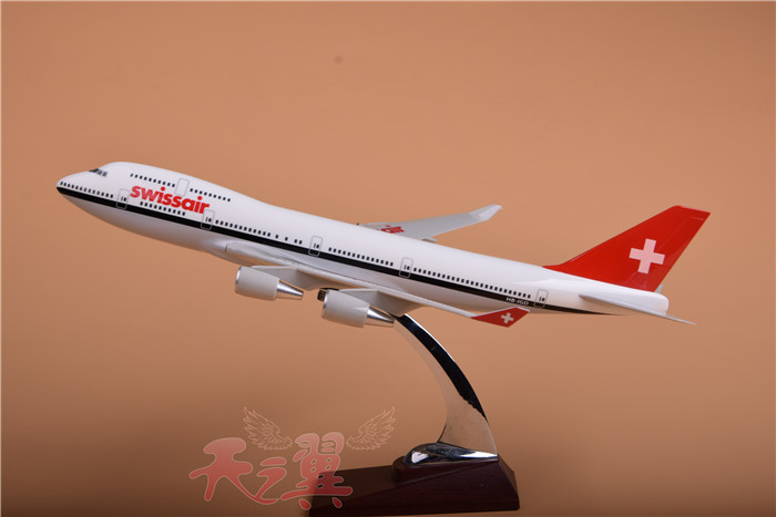模型飞机波音b747-400瑞士航空40cm客机合成树脂静物飞机模型