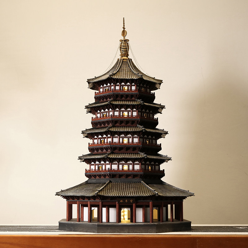 中国国风杭州西湖雷峰塔建筑模型手工艺品博物馆景区新居礼品木雕