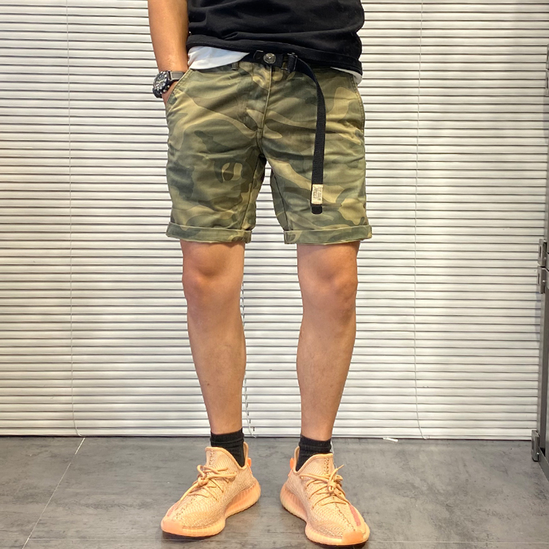 工装短裤男2021夏季新款潮牌宽松休闲五分裤ins百搭迷彩5分裤子