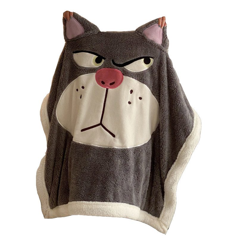 卡通路西法猫咪羊羔绒毛毛毯沙发盖毯双层加厚休闲毯