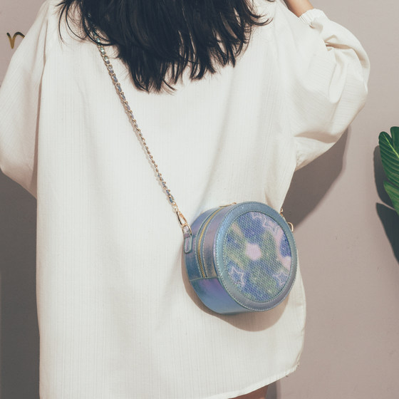 This Year's Popular Colorful Sequin Bag Women's 2020 New Net Red Cross Carrying Small Round Bag Small Fresh Student Shoulder Bag This Year's Popular Colorful Sequin Bag Women's 2020 New Net Red Cross Carrying Small Round Bag Small Fresh Student Shoulder Bag