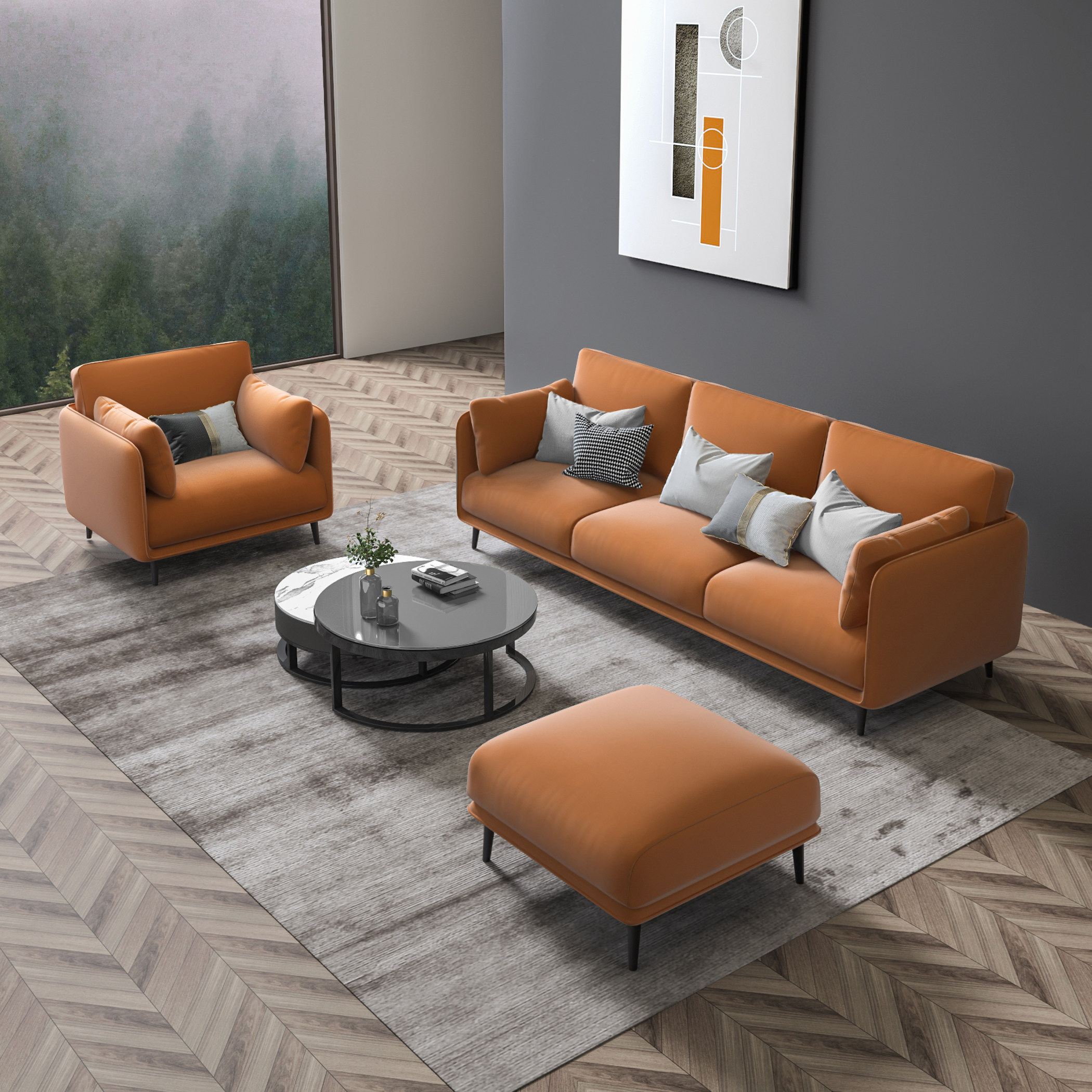 北欧轻奢简约现代防水科技布极简沙发小户型可拆洗客厅组合乳胶 - 筑